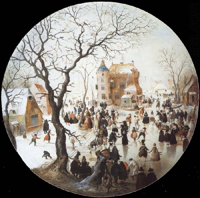 A Winter Scene with Skaters near a Castle, Hendrick Avercamp